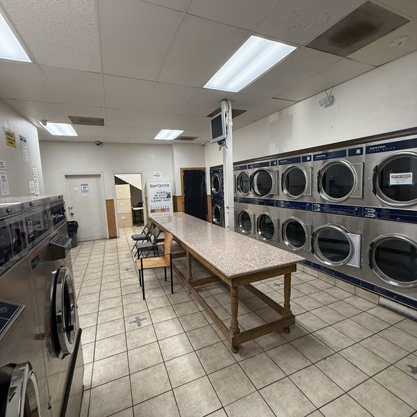 Folding table along the dryer wall